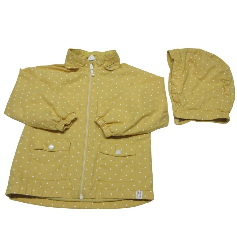 H&M yellow coated cotton‎ polka dot hooded jacket